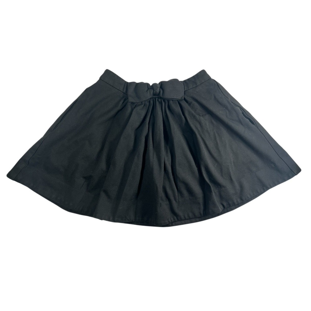 Kate Spade Girls Black Skirt Size 16Y 14 Bow Back Gold Zipper Fit Flare Youth